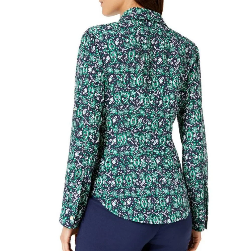 MICHAEL Michael Kors Women's Petite Printed Floral Front-Zip Shirt/Top US LP - Picture 4 of 17